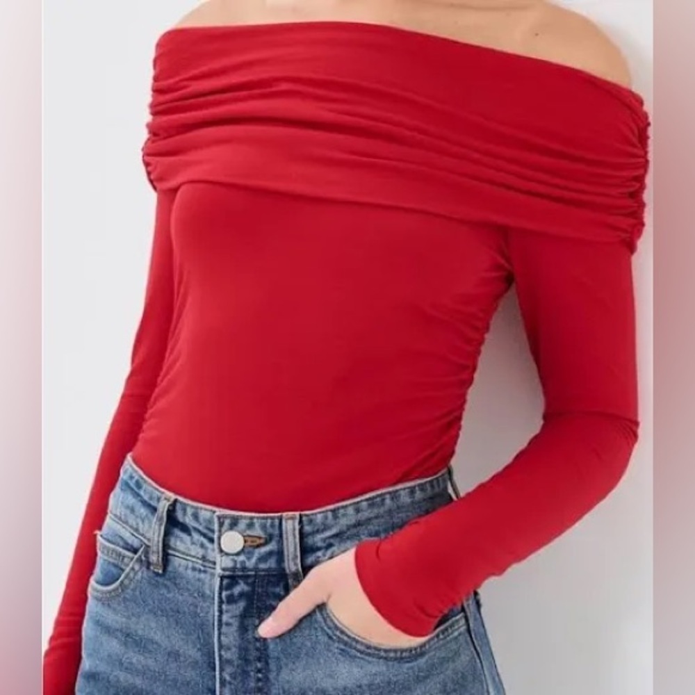 Reformation Red Off-Shoulder Top